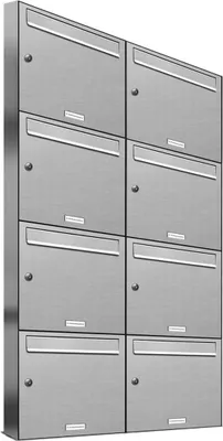 Produktbild von 8er V2A Edelstahl Wandbriefkasten Anlage 8 Fach Briefkasten Postkasten