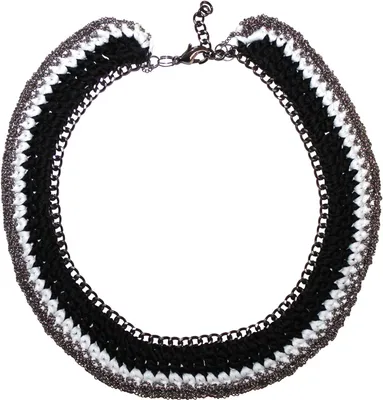 Produktbild von Modeschmuck Halskette - schwarz - weiß