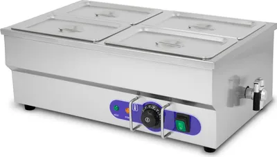 Immagine prodotto di VERTES Scaldavivande Scalda buffet Scaldavivande elettrico 1500W in acciaio inox (Incl. 4X 1/4 GN contenitore con coperchio per 4X 2,8L)