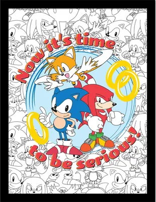 Obrázek produktu pro Ježek Sonic - zarámovaný plakát "It's Time To Be Serious" PM8686 (40 cm x 30 cm) (Vícebarevný)