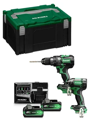 Produktbild von HIKOKI Kit KC18DCWBZ (DV18DC + WH18DC + 2 x 5,0Ah/2,5Ah + UC18YSL3 + HSC III)