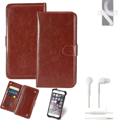 Produktbild von K-S-Trade 360° Hülle kompatibel mit Xiaomi Civi 2 inkl. Headphones braun Kunstleder Case BookCase WalletCase Kunstlederederhülle Handyhülle,