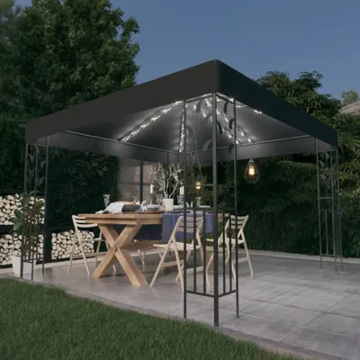 Produktbild von The Living Store Pavillon mit LED-Lichterkette 3x3 m Anthrazit