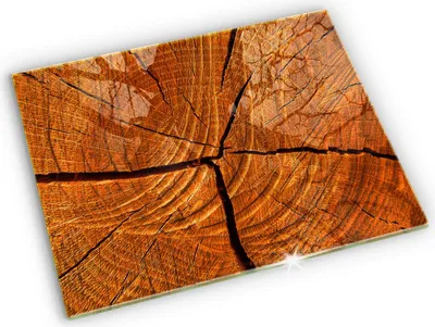 Produktbild von Grabkerze Untersetzer Glastafel Gummifüße Motiv - 52x40 cm - Holzstammstruktur