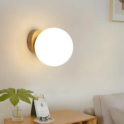 Wandlampe aus Eichenholz, E27, 15 cm, für Wohnzimmer