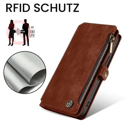 Produktbild von Handy Hülle für Xiaomi 17T Pro Geldbeutel Geldbörse RFID Schutz Klapphülle Cover Schutzhülle Wallet Farbe: Dunkelbraun