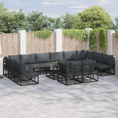 Produktbild von Maison Exclusive - Gartensofa-set mit Kissen 12 pcs Schwarz Aluminium