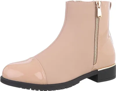 Produktbild von Ital-Design Damen Stiefeletten Leicht gefüttert , Lederoptik Flache Stiefeletten 87478454 Beige Gr.  37