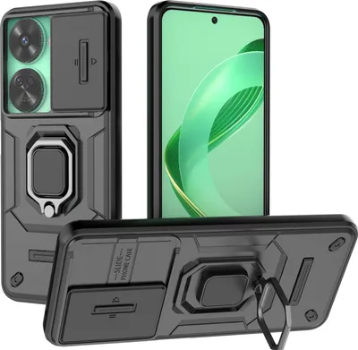Obrázek produktu pro Pouzdro pro Huawei nova 11 SE/nova 12 SE dvouvrstvé pouzdro s posuvnou ochranou kamery a držákem prstenu, stojánek černé