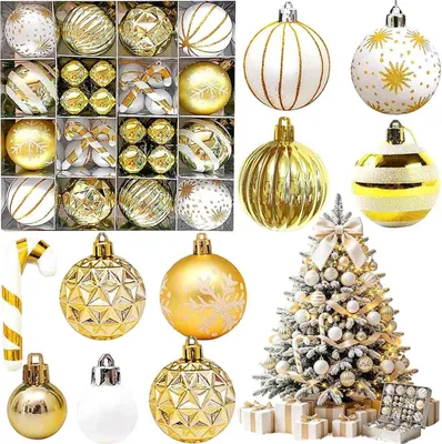 Produktbild von Kunststoff Weihnachtskugeln Set, 44 Stück, 3-6 cm, unzerbrechlich, für Weihnachtsdeko