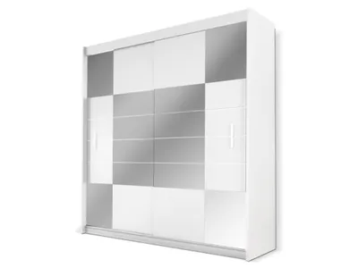 Produktbild von Kleiderschrank mit 2 Schiebetüren - Mit Spiegel - Länge 203 cm - Weiß - ROVINJA