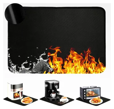 Produktbild von Hitzebeständige Unterlage, 60 x 40 cm, rutschfeste Hitzeschutzmatte, wasserdicht & feuerfeste Silikonmatte für Luftfritteuse, Mikrowelle, Kaffeemaschine - Hitzebeständig bis 500°C