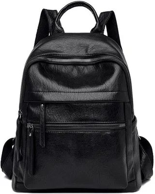 Produktbild von Wasserdichte Damenrucksack Schwarz Kunstleder Reise