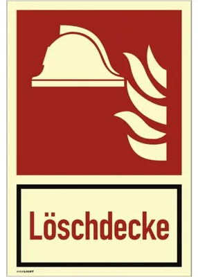 Produktbild von Dreifke® Löschdecke ISO 7010, Kombischild, Kunststoff, nachleucht., 160-mcd, ...