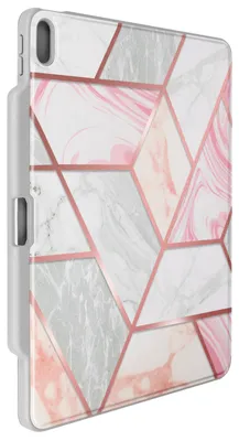 Produktbild von Avizar, Stoßfestes Klappetui mit Ständer für Apple iPad Air 13 (2026) Marmor, Weiß / Rosa