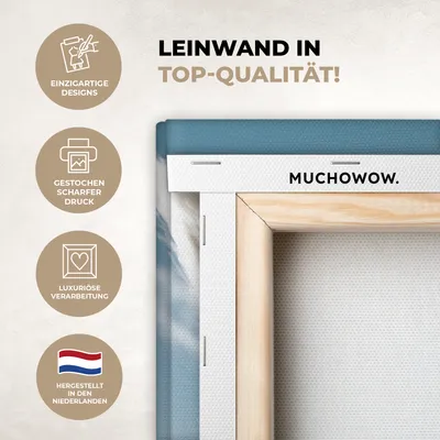 Produktbild von MuchoWow® - Leinwandbilder - Alpaka - Weiß - Tier, Wandbild, Wanddeko Bilder Wohnzimmer, 60x90 cm