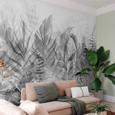 Produktbild von Selbstklebende Folie Fototapete - Magic Grove (Black and White) 98x70 cm Blätter b-A-0696-a-c