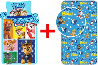 Produktbild von Kinder Baby Bettwäsche Paw Patrol 100 x 135 cm Bettdecke + 40 x 60 cm Kopfkissen und Spannbetttuch 90 x 200 + 25 cm, 100% Baumwolle