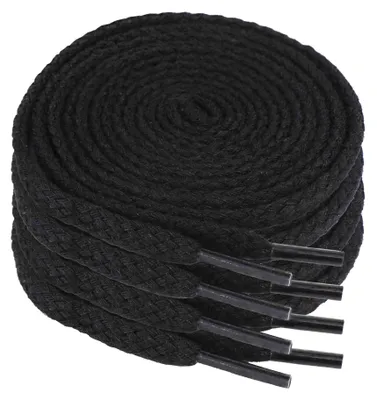 Produktbild von 2 Paar runde Schnürsenkel 120cm Schwarz – Baumwolle & robust