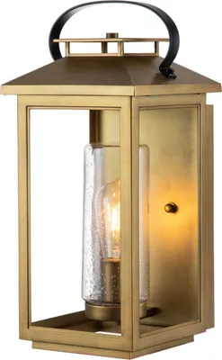 Produktbild von Außenleuchte Wand Glas E27 IP44 44,5 cm hoch in Messing Antik eckig Vintage Außenwandleuchte