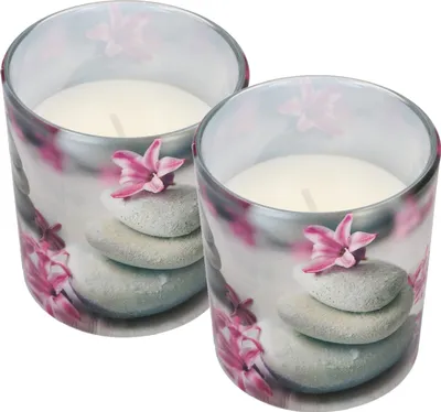 Immagine prodotto di KOTARBAU® Set di 2 candele profumate decorative Garden SPA in vetro con gioielli Durata di combustione fino a 22 ore Regali dal profumo gradevole Candele decorative per aromaterapia