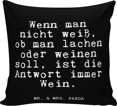 Produktbild von Mr. & Mrs. Panda Kissen 40x40 Wenn man nicht weiß,... - Schwarz - Geschenk, Freund, Sofakissen, Liebeskummer, Lustige Sprüche, Kuschel, schlechte Laune, Kuschelkissen