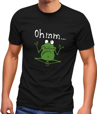 Produktbild von Herren T-Shirt Frosch Yoga Ohmm Parodie Ironie Fun-Shirt Bedruckt Aufdruck Spruch lustig Moonworks® schwarz M