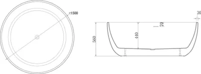 Immagine prodotto di Vasca da bagno rotonda Vasche da bagno Vasca da bagno rotonda 150 cm Freestanding