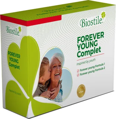 Produktbild von Biostile Forever Young Complet - 30-dniowy suplement diety z żeń-szeniem, magnezem, witaminami B1, B2 i B3 wspierający witalność, układ odpornościowy i funkcje poznawcze.