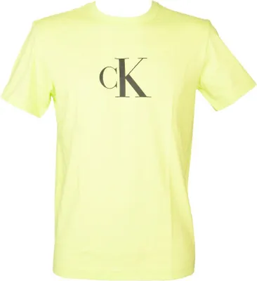 Produktbild von CK CALVIN KLEIN Herren-T-Shirt mit kurzen Ärmeln, Rundhalsausschnitt und Logo-Aufdruck vorne aus reiner Baumwolle, Artikel KM0KM00971, M, Cotone 100%