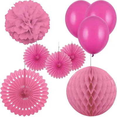 Produktbild von Partydeko pink Partyset Geburtstagsdeko Feier pinke Partyartikel Geburtstag Hochzeit