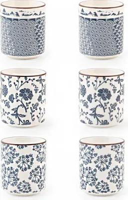 Image de H&H Set de 6 verres à pied différents en porcelaine, cm6xh7