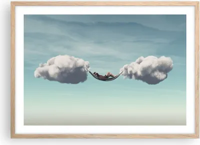 Produktbild von Gerahmtes Poster - Rahmen in heller Eiche - Wolken Hängematte Ruhe - 70x50 cm - Wand Bild - Wanddeko - Wandbilder - Kunstposter - Wandposter - Bilderrahmen - Bilder - Kunstdruck - P2NAA70x50-4373