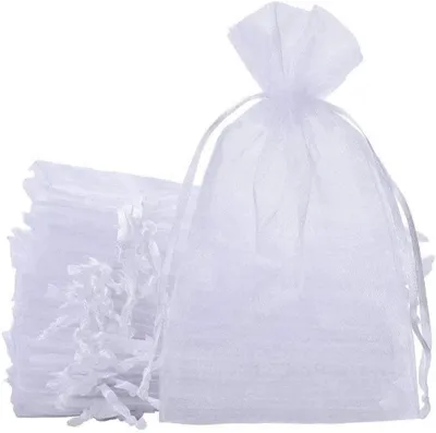 Immagine prodotto di TRANKIELO® - Sacchetti regalo in organza, 20 x 30 cm – 50 pezzi, sacchetti bianchi decorativi per matrimoni e feste