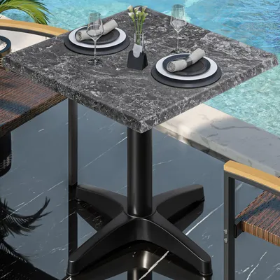 Produktbild von WBC | Bistro Außen Tisch | B:T:H 60 x 60 x 80,5 cm | Felsen / Schwarz | Quadratisch | Bistrotisch Gastro Tisch