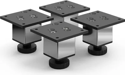 Produktbild von 4er Set sossai Höhenverstellbare Aluminium Möbelfüße 60mm in Chrom Schrankfüße Sockelfüße