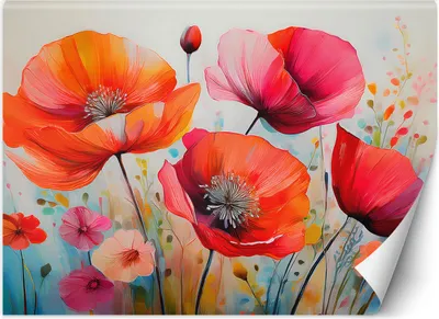 Produktbild von Vlies fototapete Mohnblume Bunt 400x280 cm Feeby Bunt inkl. Kleber einfache Montage