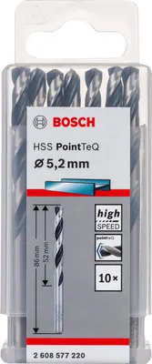Zdjęcie produktu dla Bosch 2 608 577 220, Wiertarka, Wiertło spiralne, 5,2 mm, 86 mm, Żeliwo, Stal, 5,2 cm