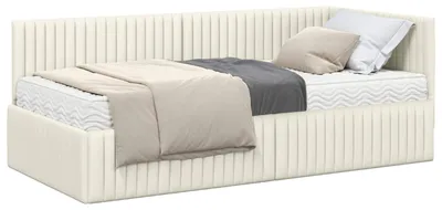 Zdjęcie produktu dla Rama Łóżka Narożnego z Materacem 2 pcs Kremowy Aksamit
