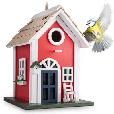 Image de Maisonnette pour oiseaux en bois, idéale pour le jardin et le balcon