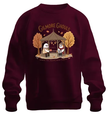 Imagen del producto de Gilmore Ghouls: Dondequiera que vayas, yo te seguiré. Sudadera con capucha uni "Herbst Geister" (Fantasmas de otoño), color burdeos, talla L