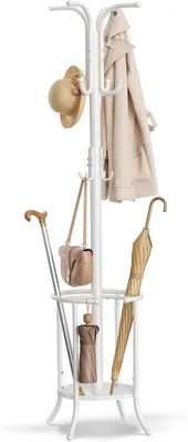 Produktbild von PromoHome® Garderobenständer mit Schirmständer, 12 Haken, Metall, 175,5 cm hoch, Standgarderobe
