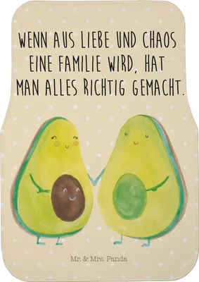 Produktbild von Mr. & Mrs. Panda Fußmatte Fürs Auto Avocado Pärchen - Gelb Pastell - Geschenk, Liebe, Autoteppich, Auto-Fußmatte, Babyshower, Schwangerschaft, Automatte, Familie, Kinder