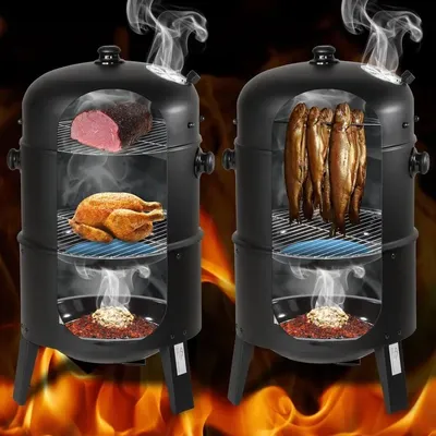 Image de BBQ - Grill - Barbecue - Barbecue au charbon de bois - Grill au charbon de bois - BBQ 3 en 1 - Grill au charbon de bois avec thermomètre