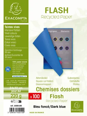 Image de EXACOMPTA 160010E EXACOMPTA Chemise « Flash 220 », format A4, carton, bleu foncé