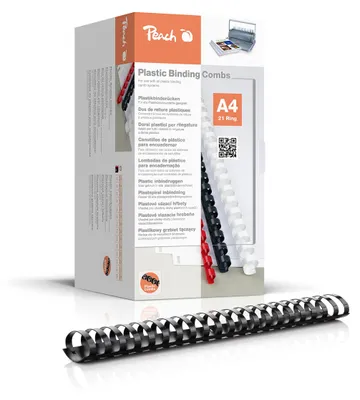 Zdjęcie produktu dla Peach 510156, Grzbiet do bindowania, Czarny, 440 ark., A4, 4,4 cm, 50 szt.
