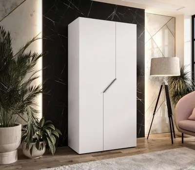 Produktbild von Schmaler Kleiderschrank 100 cm ELIRA 1 - weiß / Griff aus Kaschmir