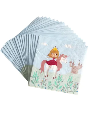 Produktbild von Prinzessinnen-Servietten 20 Stück bunt 33 x 33 cm - Einheitsgröße