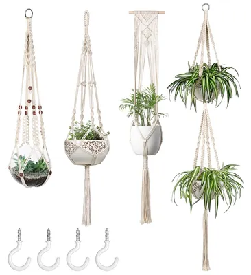 Image de Suspension en macramé pour plantes d'intérieur, en corde de coton