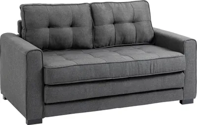 Obrázek produktu pro HOMCOM Rozkládací pohovka 2-sedák Látková rozkládací pohovka s funkcí spánku Sedací souprava Linen Touch Rubber Wood Grey 147,5 x 75 x 85 cm